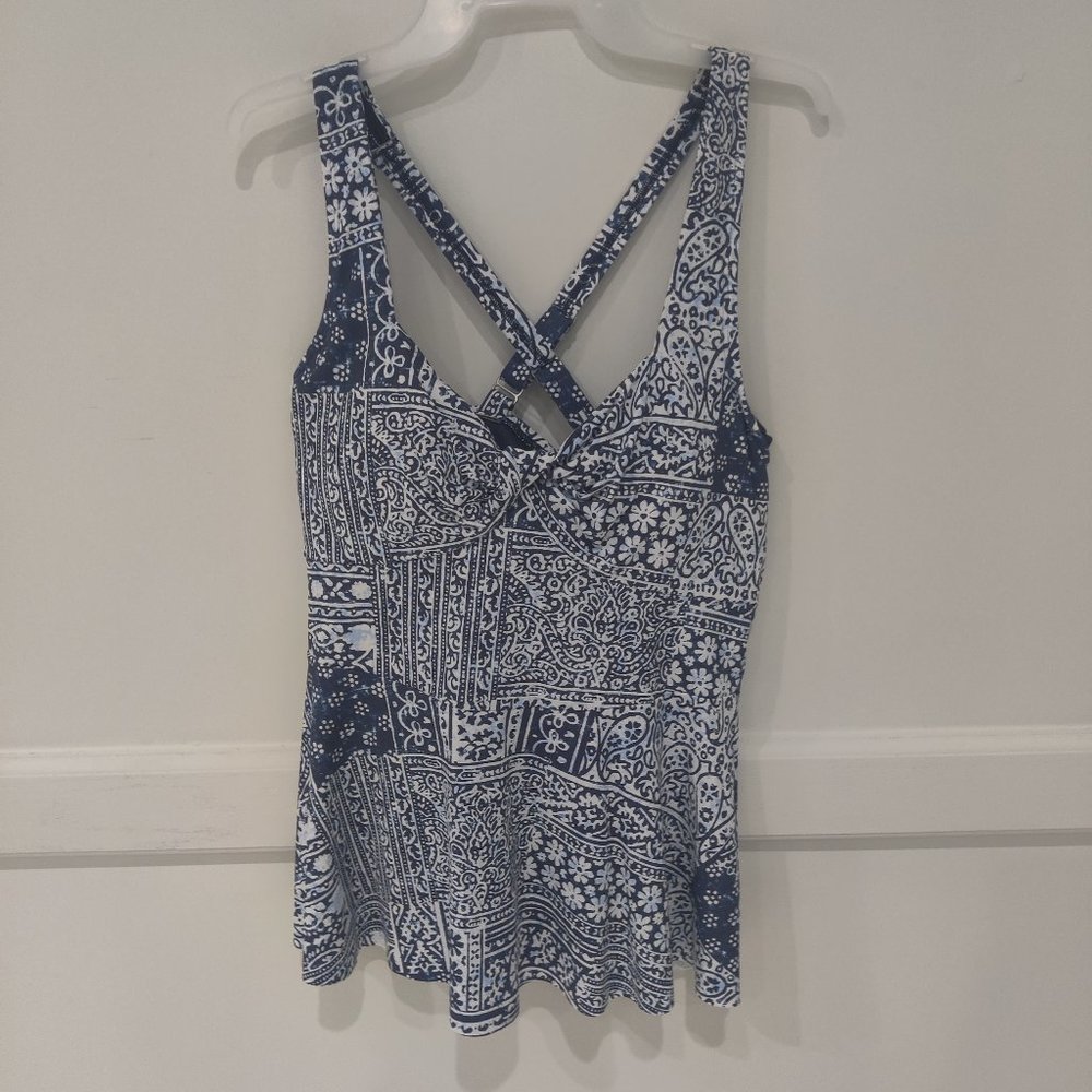 Lands' End Women's Modest Underwire Peplum Tankini Top $70 Size 2 9B023